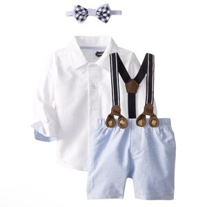 MUD PIE VGUC Special Occassion Preppy Suspender Bow Tie Shorts Set